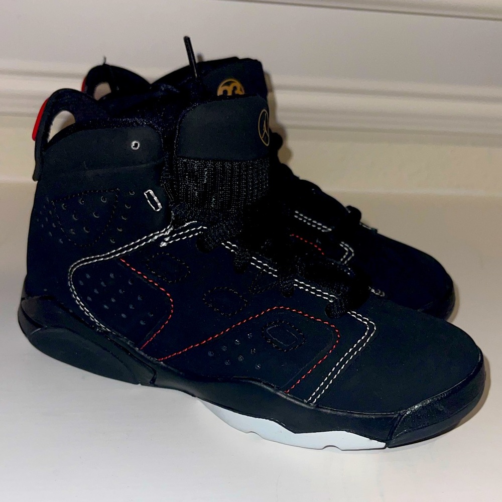 NIKE JORDAN 6-17-23/ BLACK/UNIVERSITY-RED/ BOYS SIZE 12C New